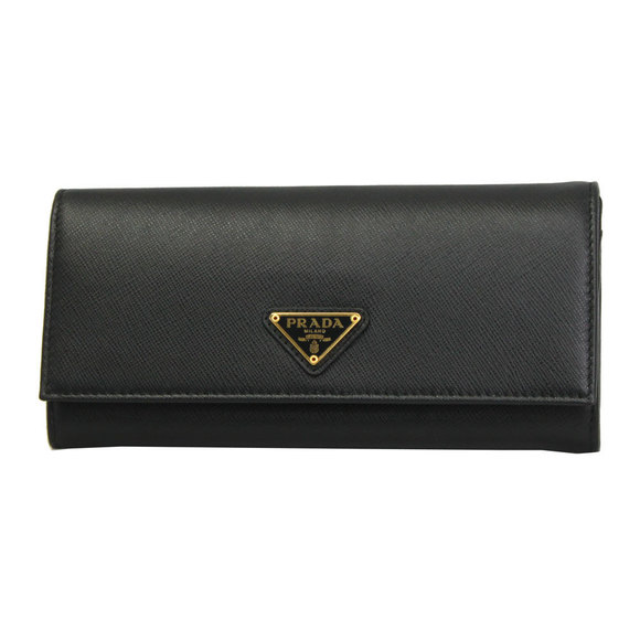 Prada Nero pass SAFFIANO Wallet long Black TRIANG bifold black - Picture 1 of 4
